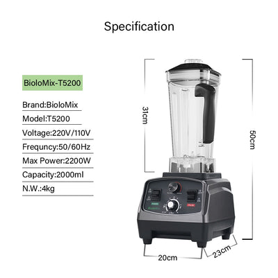 220V 110V Heavy Duty Commercial Blender Mixer Juicer Fruit Food Processor  Ice Smoothies Blender High Power